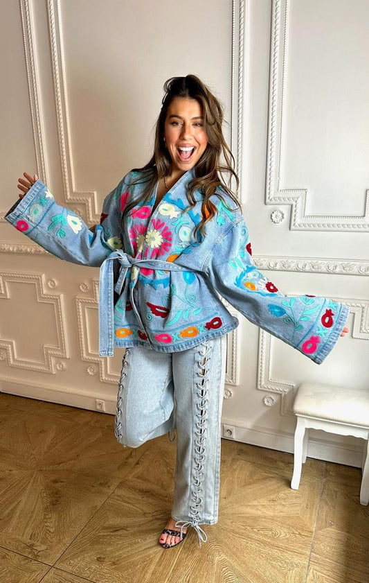Jacket denim embroidery