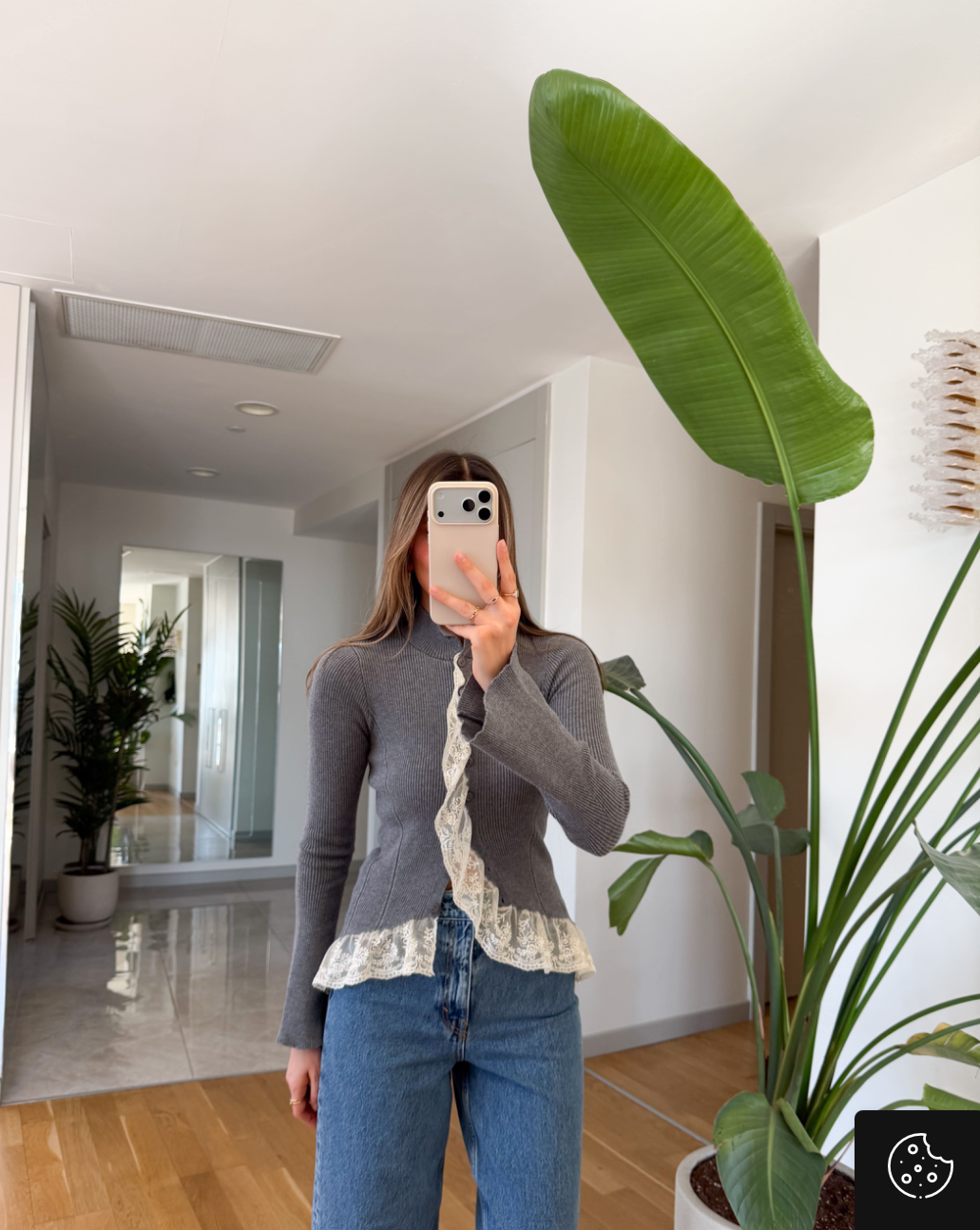 Pullover grey dantelle