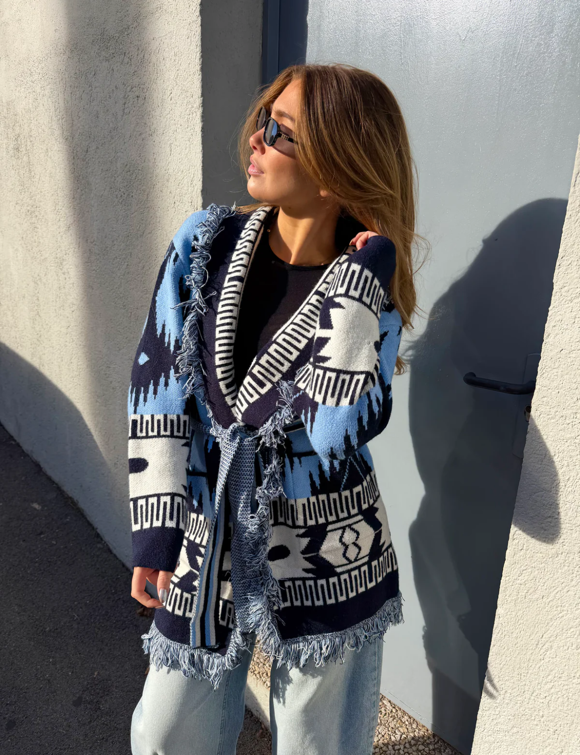 Cardigan argyle blue navy