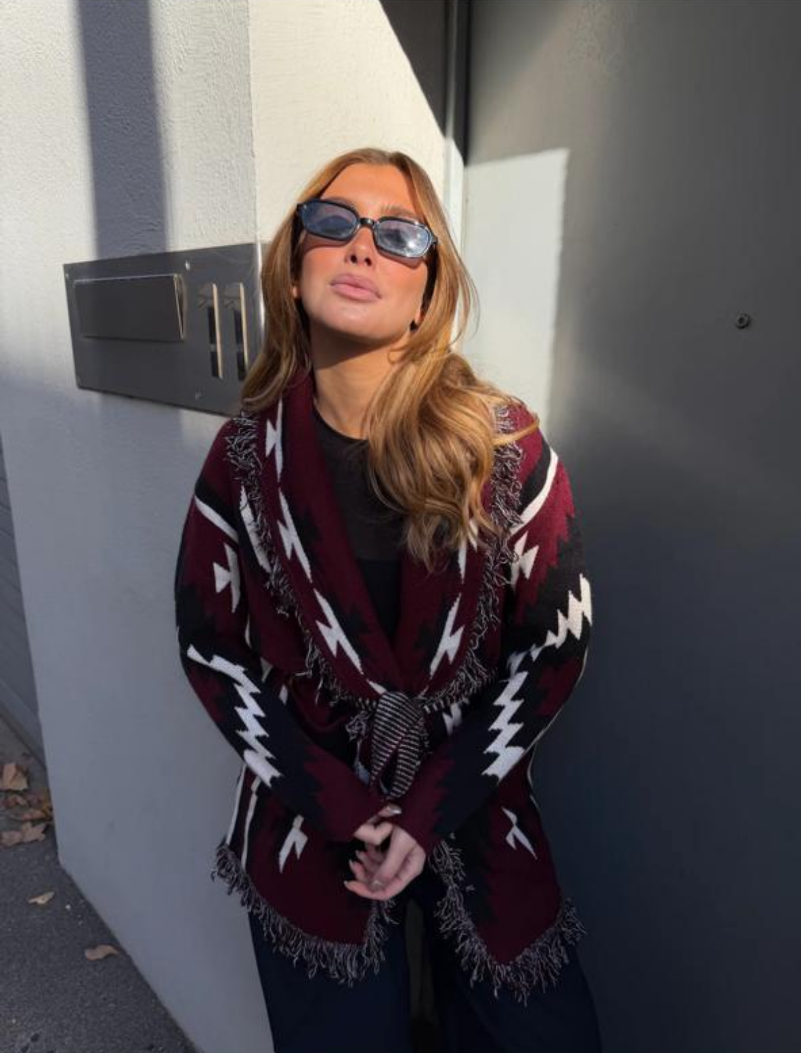 Cardigan argyle burgundy x black