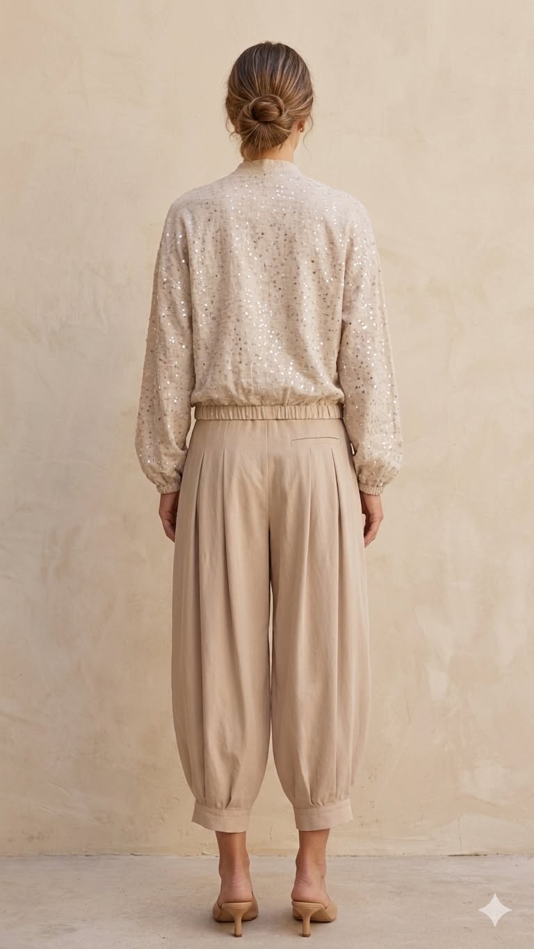 Shirt beige sequins