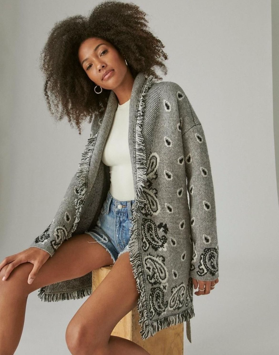 Bandana cardigan grey x black