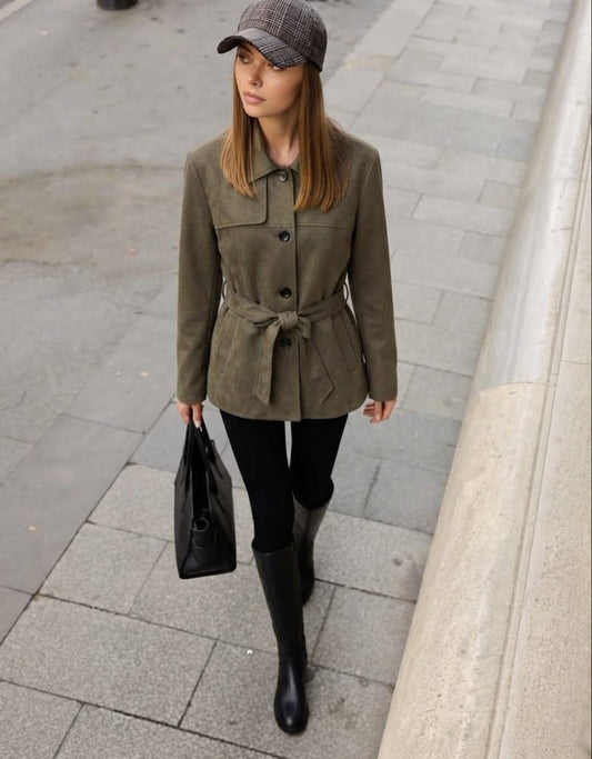 Jacket blazer velvet olive