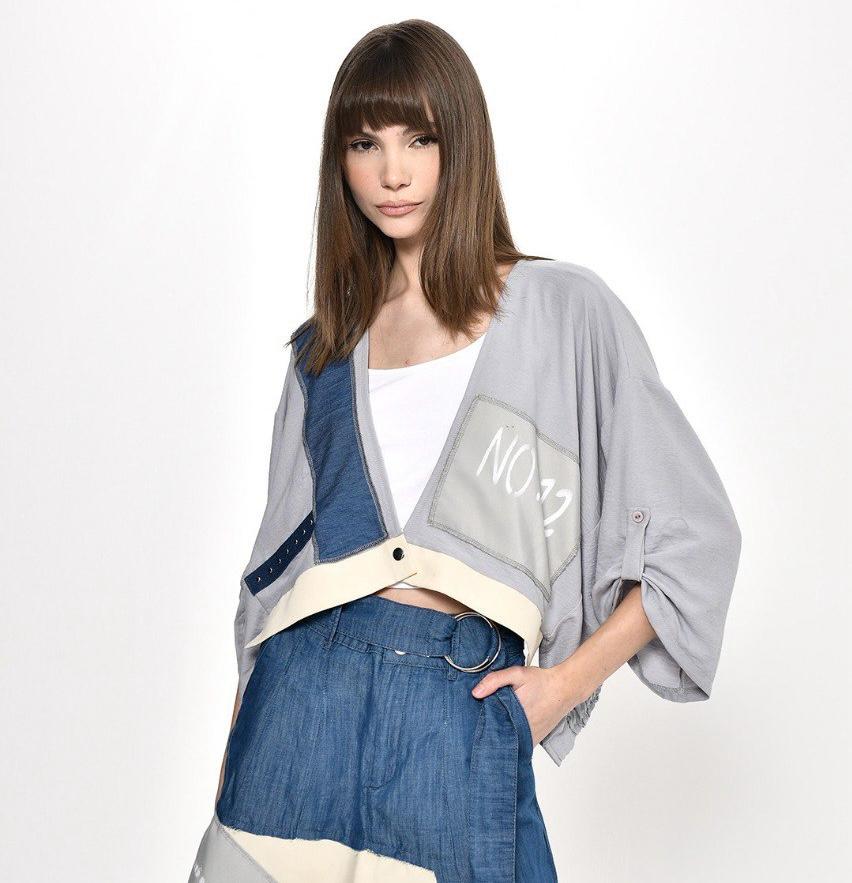 Cardigan mix grey denim
