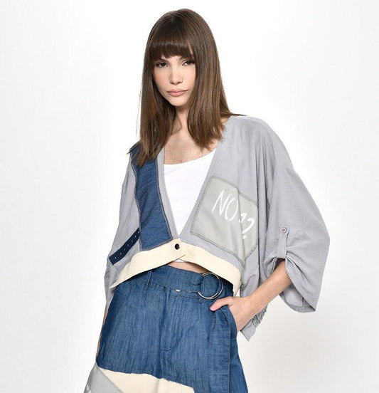 Cardigan mix grey denim