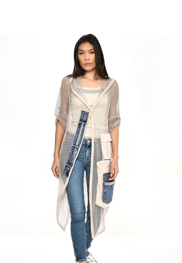 Cardigan knitted denim mix