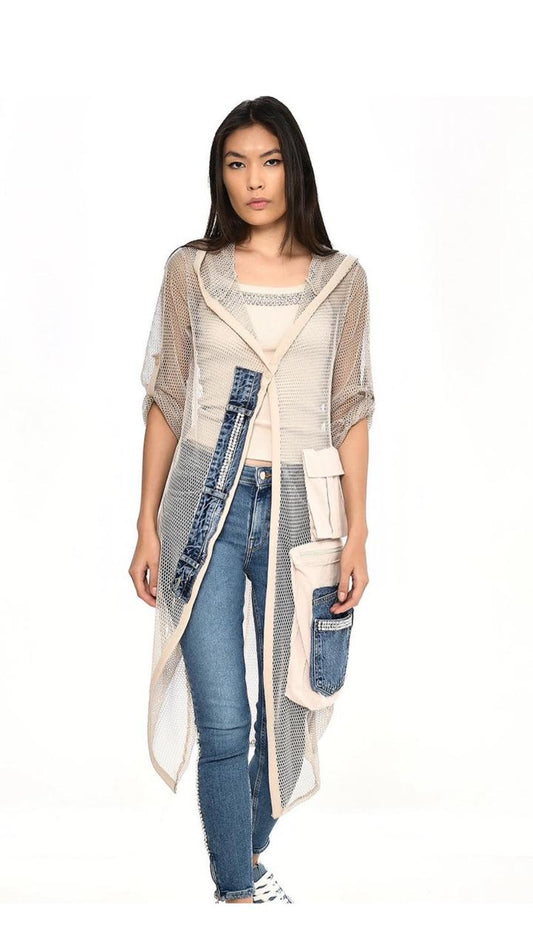 Cardigan knitted denim mix