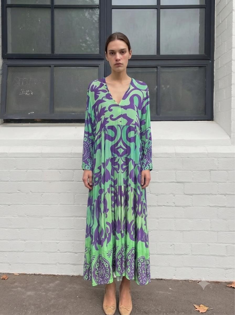 Dress green purple