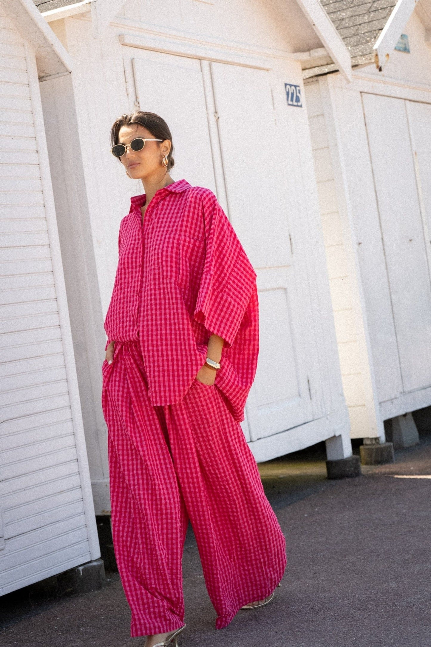 Set checkered pink fushia