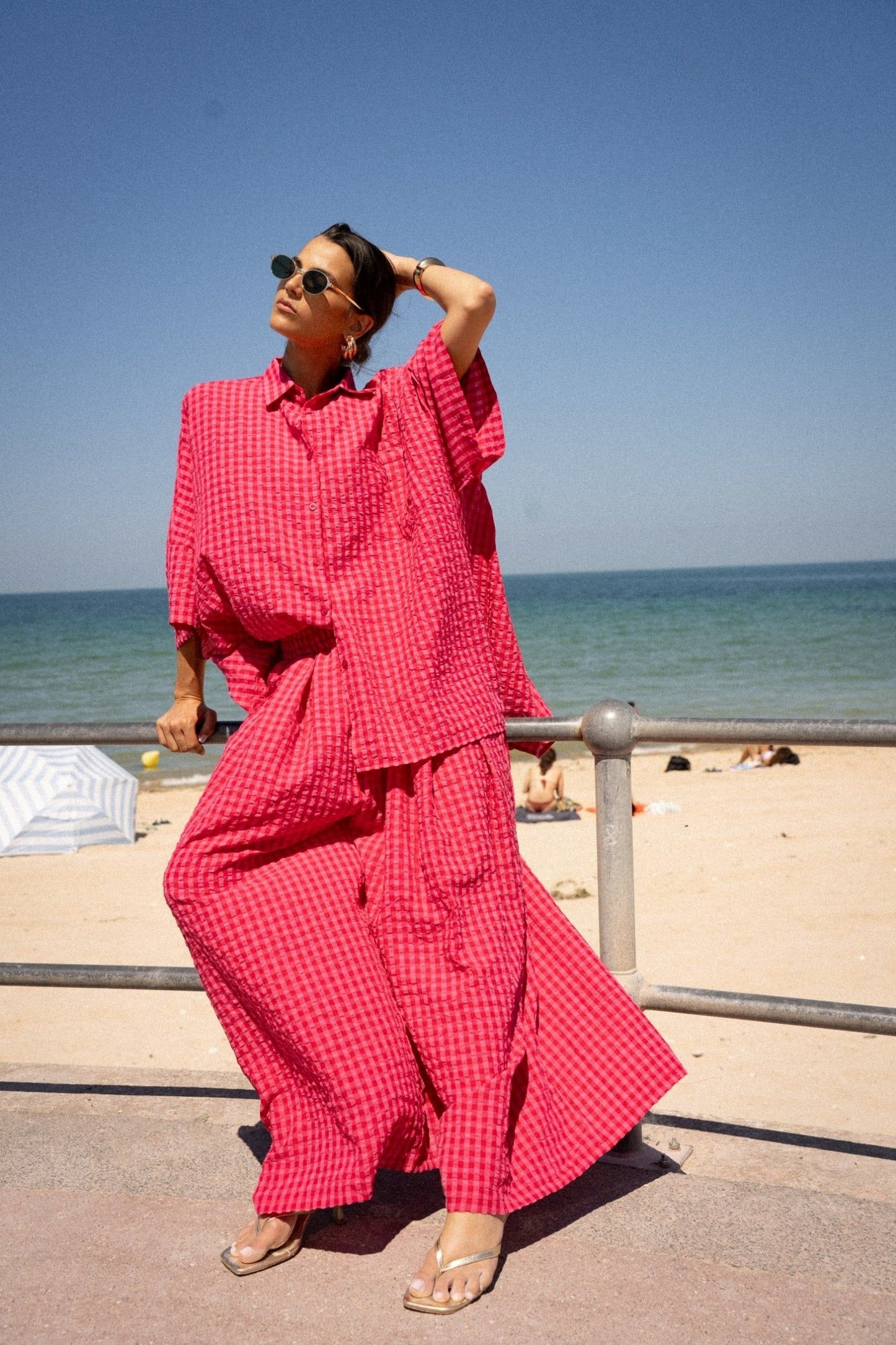 Set checkered pink fushia