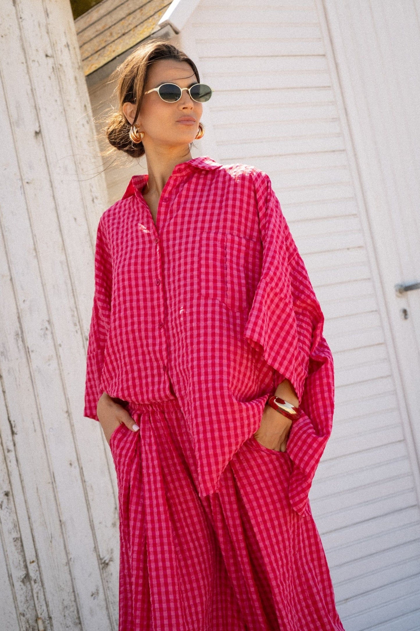 Set checkered pink fushia