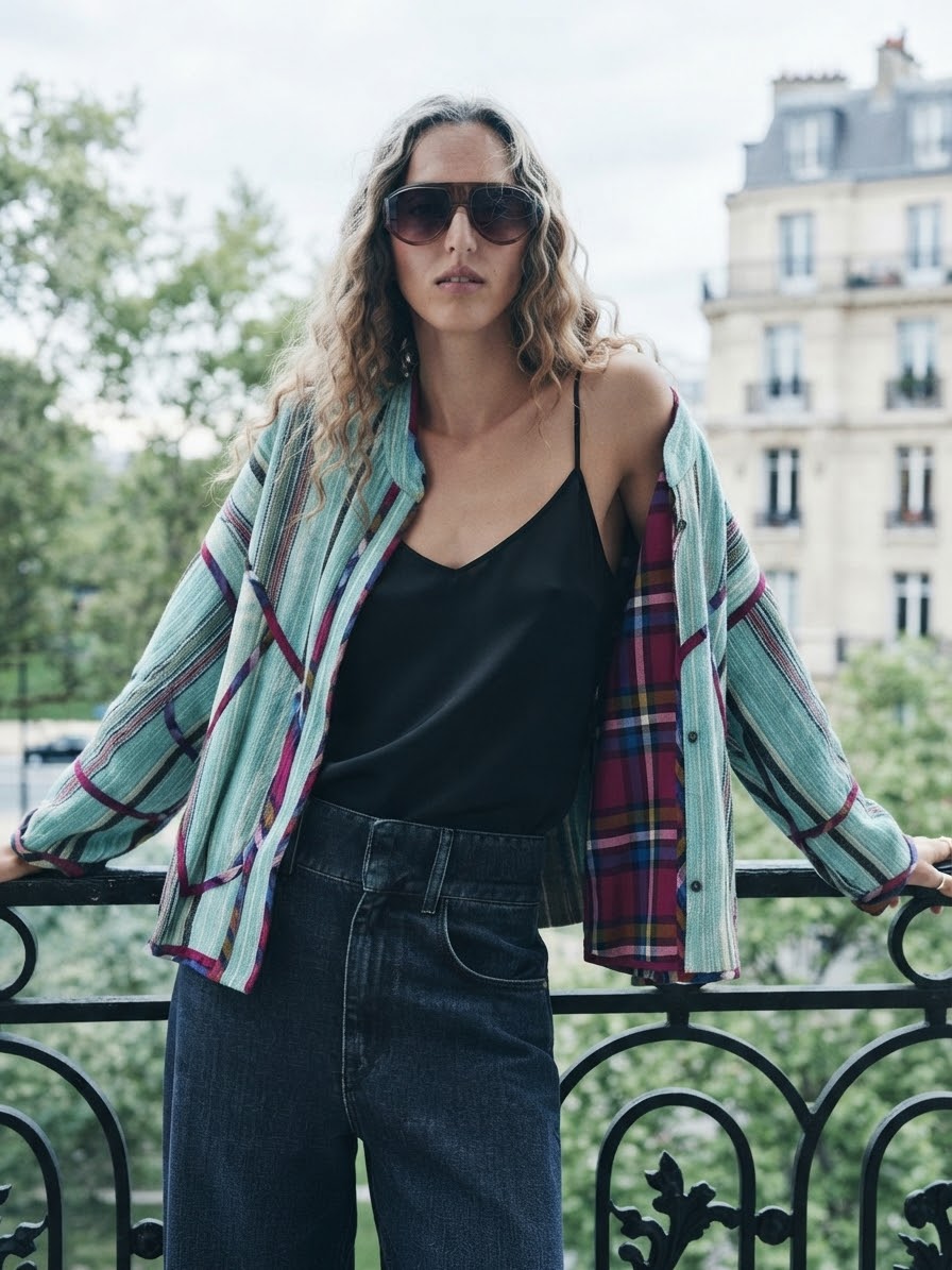 Jacket blue burgundy check