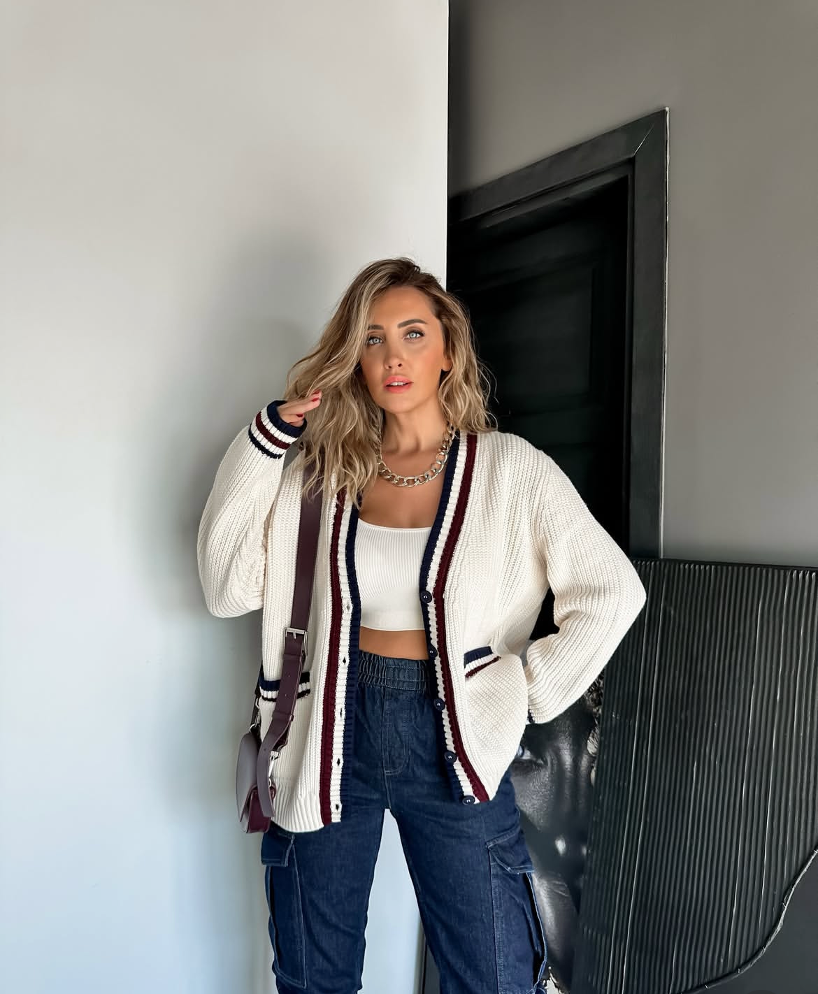 Cardigan Knitted 2 Lines