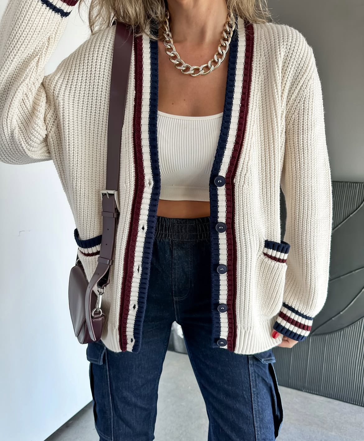 Cardigan Knitted 2 Lines