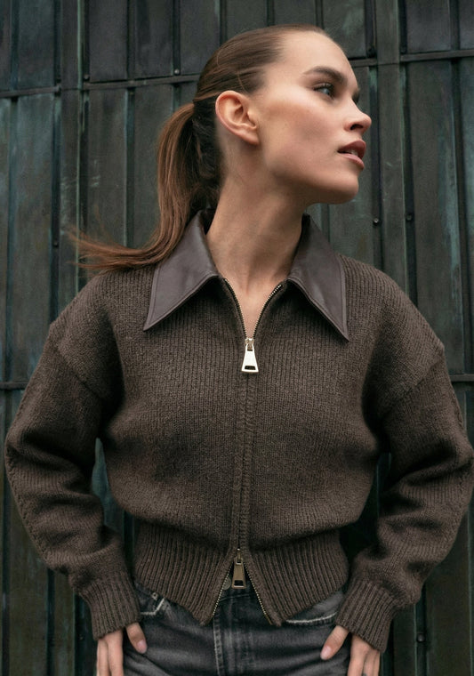 Cardigan zipper brown x brown