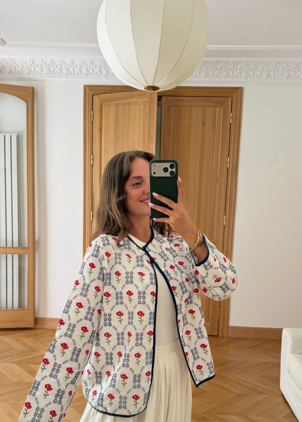 Shirt embroidery red blue