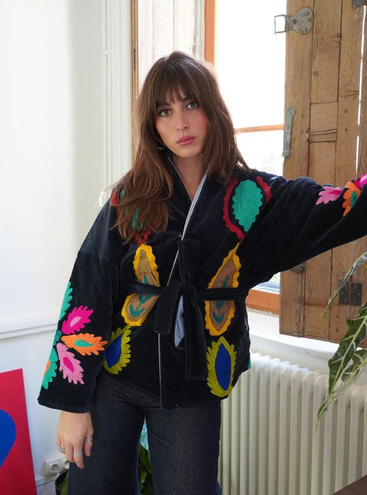 Jacket navy color patches