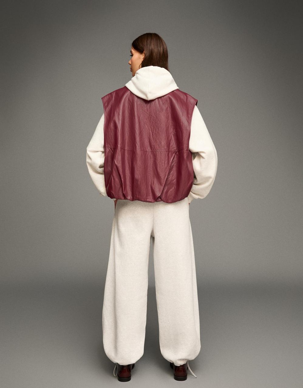 Vest leather burgundy