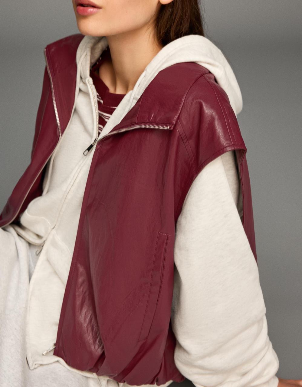 Vest leather burgundy