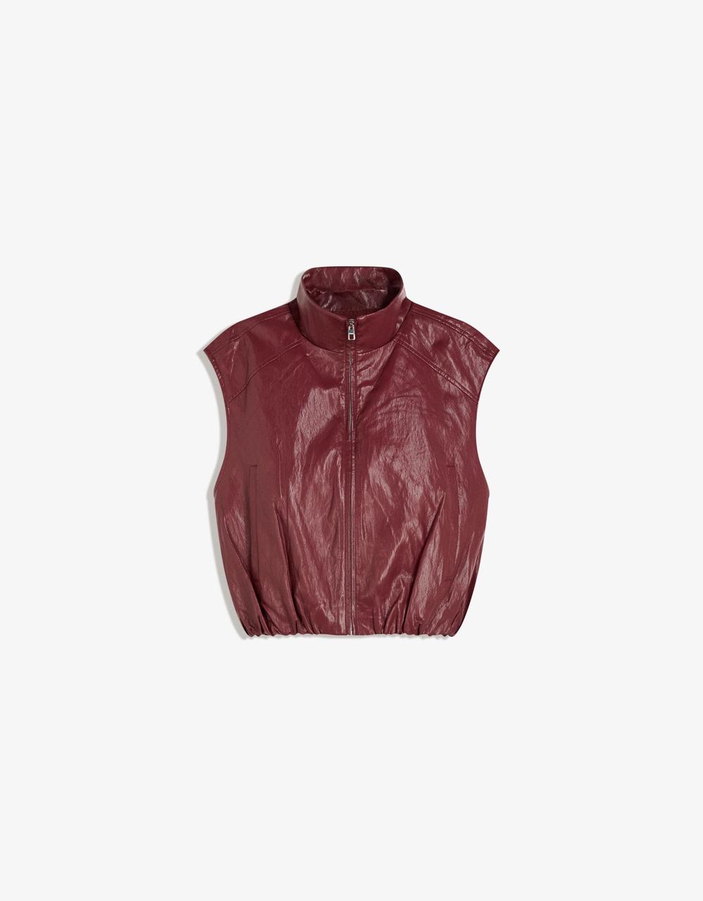 Vest leather burgundy