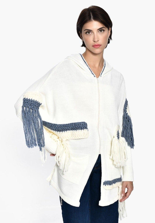 Cardigan zipper fringes