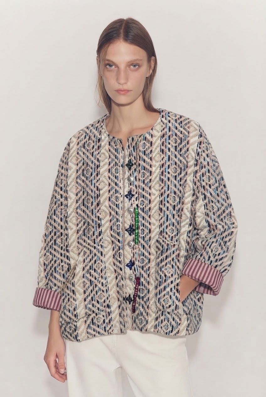 Jacket embroidery stripe