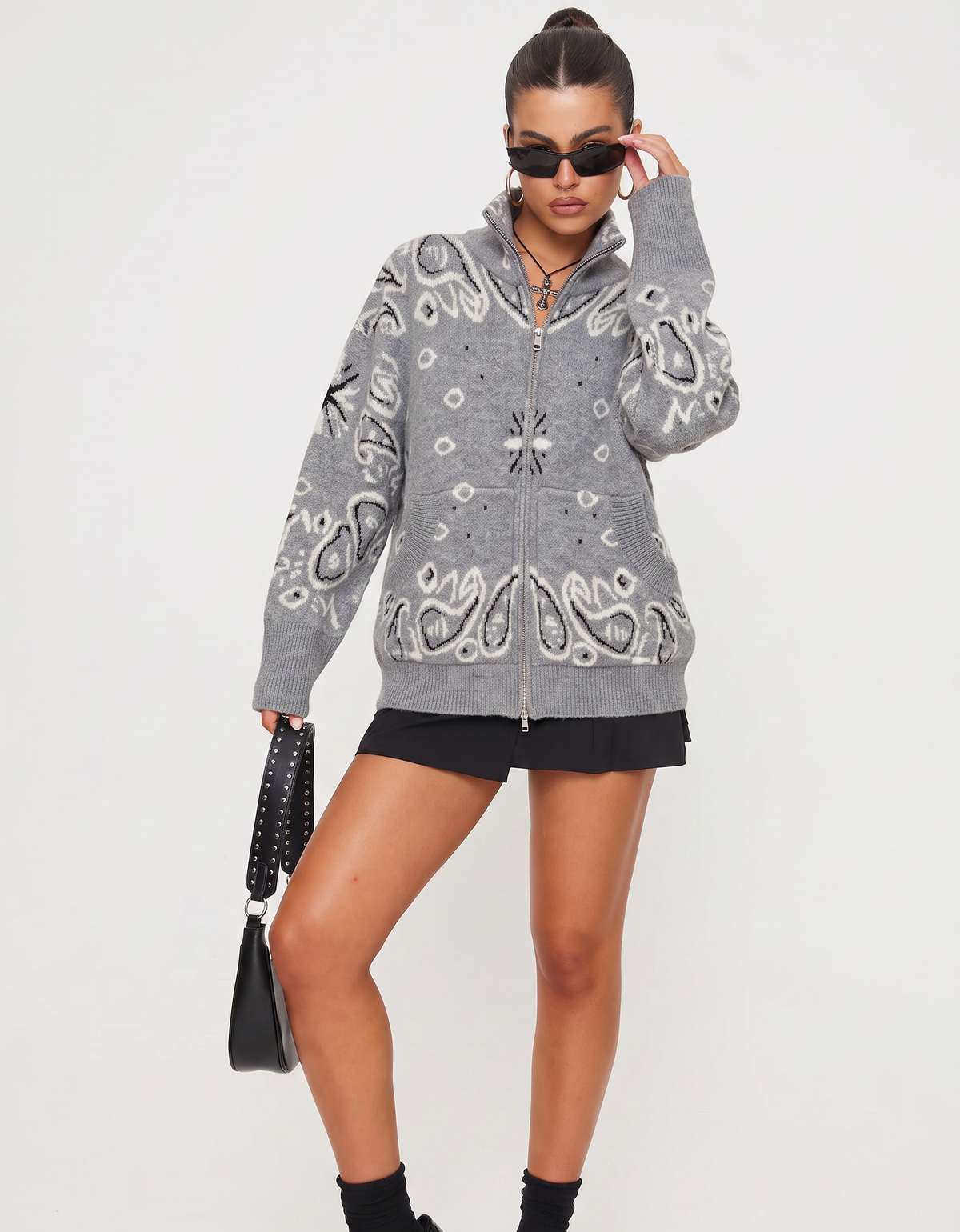 Bandana zipper light grey
