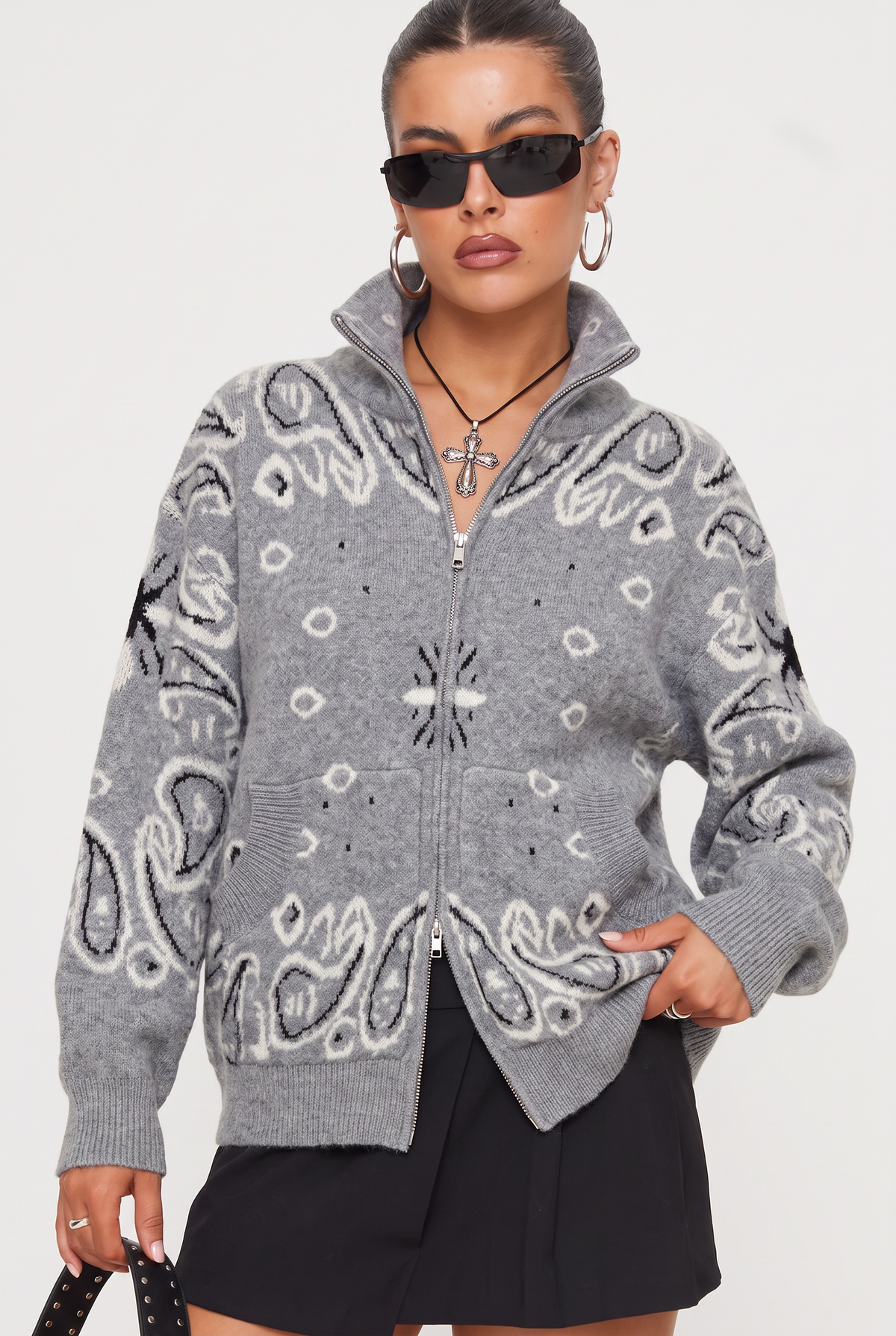 Bandana zipper light grey