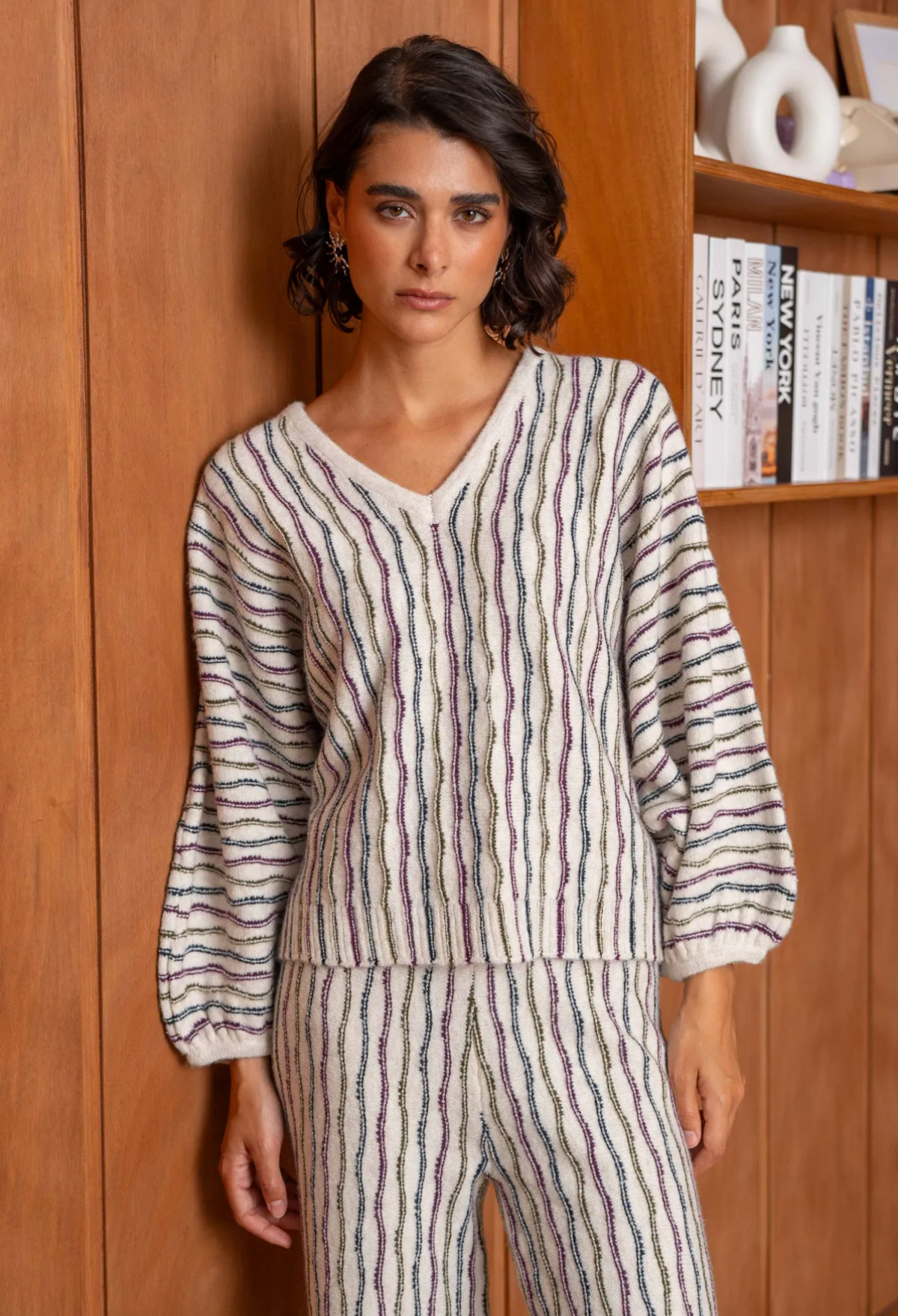 Set stripe multicolor wool