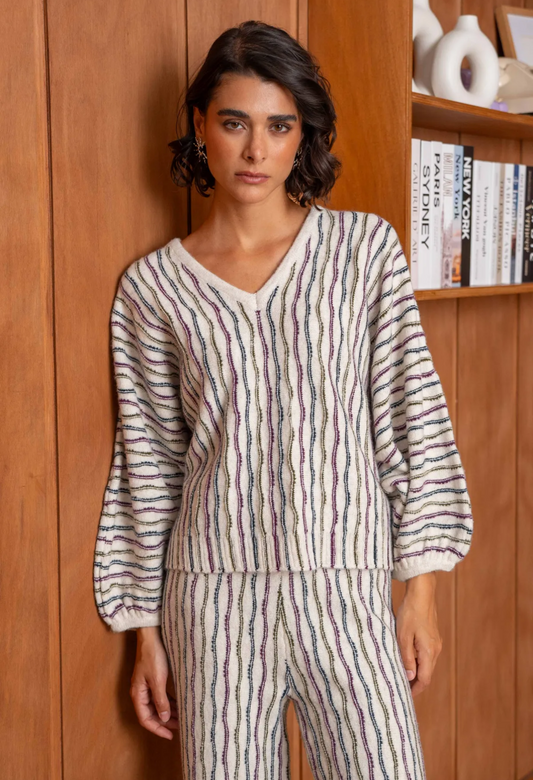 Set stripe multicolor wool