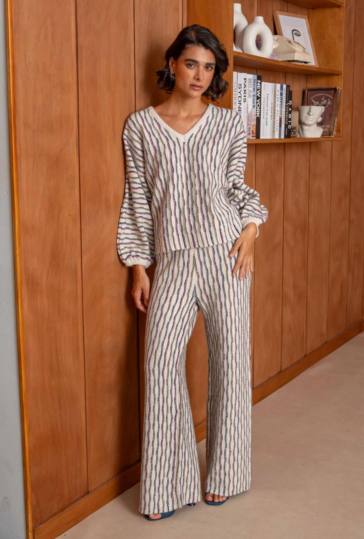 Set stripe multicolor wool