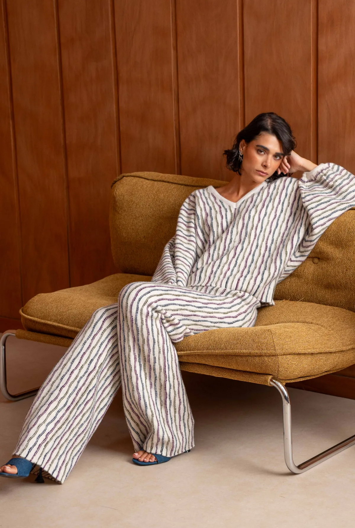 Set stripe multicolor wool