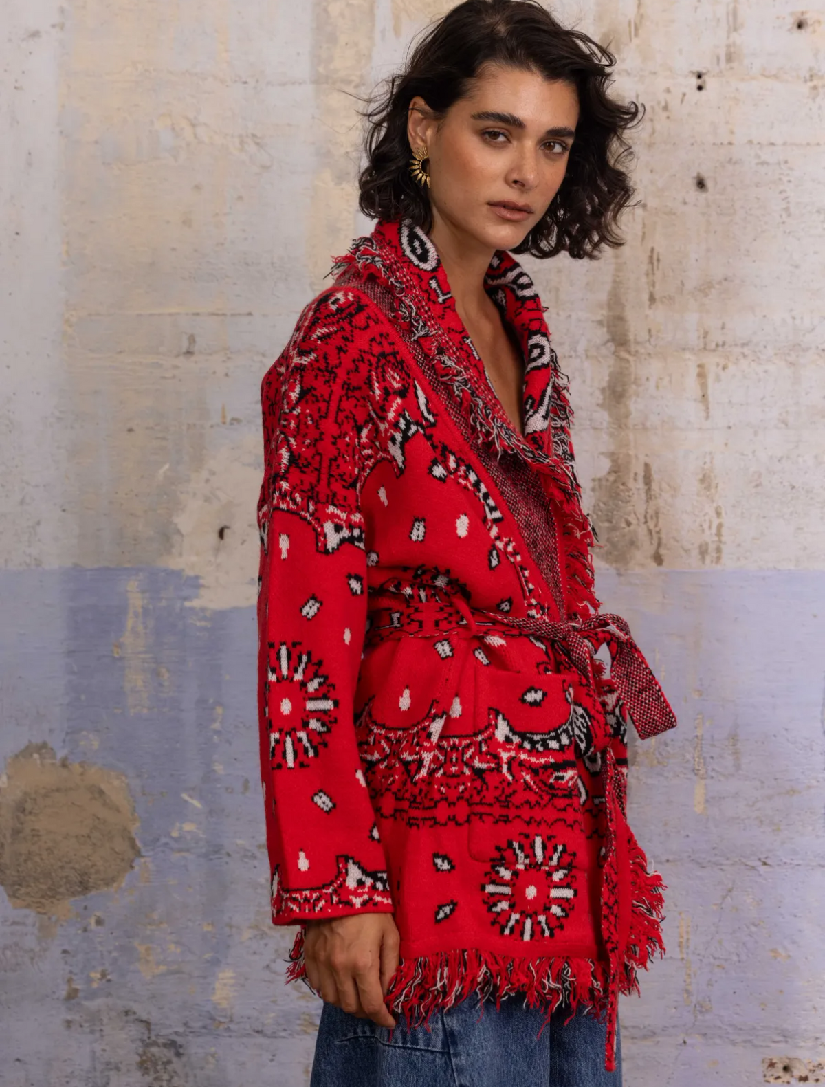 Bandana Cardigan red
