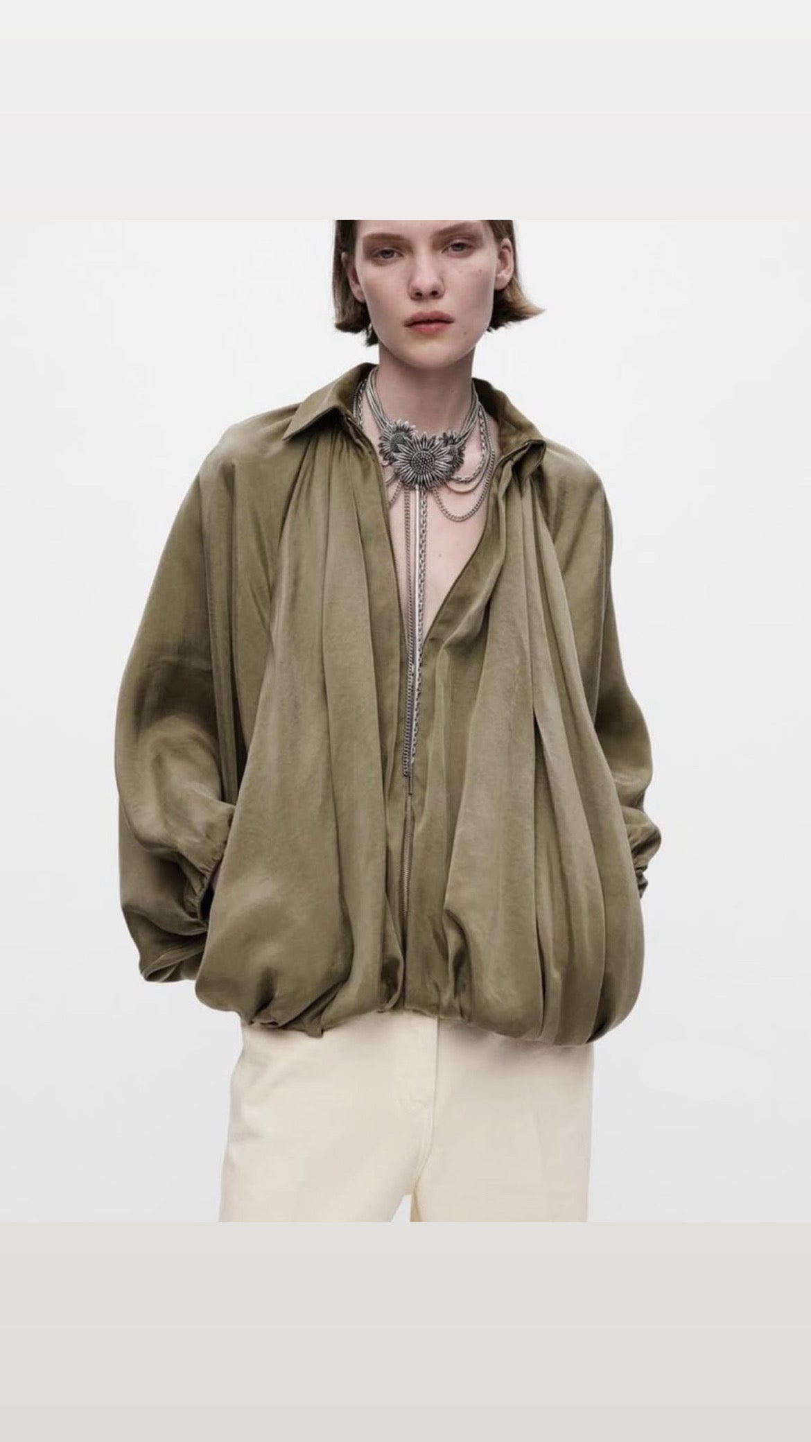 Olive Bomber Silk