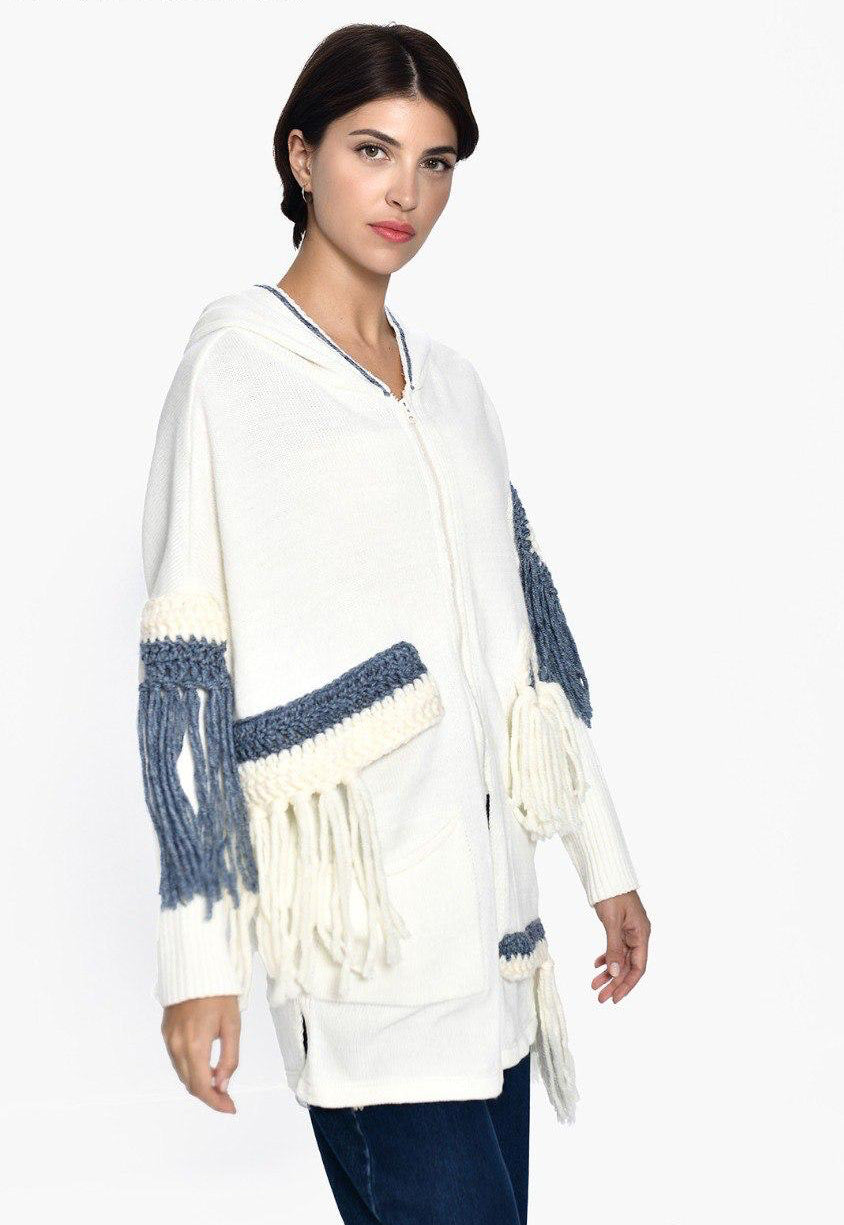 Cardigan zipper fringes