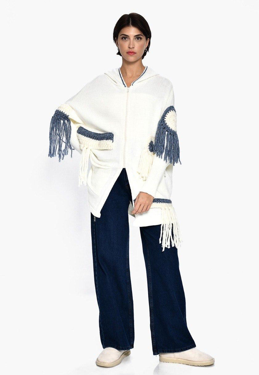 Cardigan zipper fringes