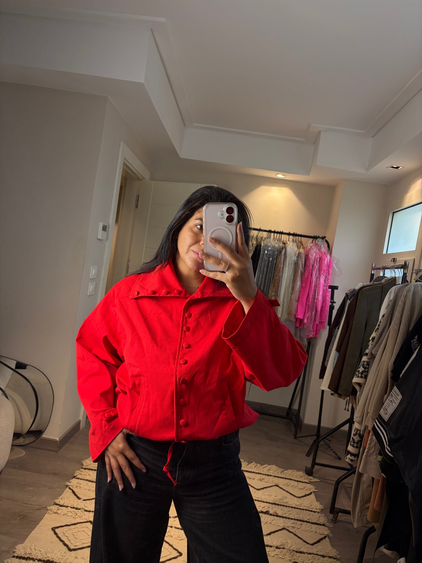 Jacket red buttons