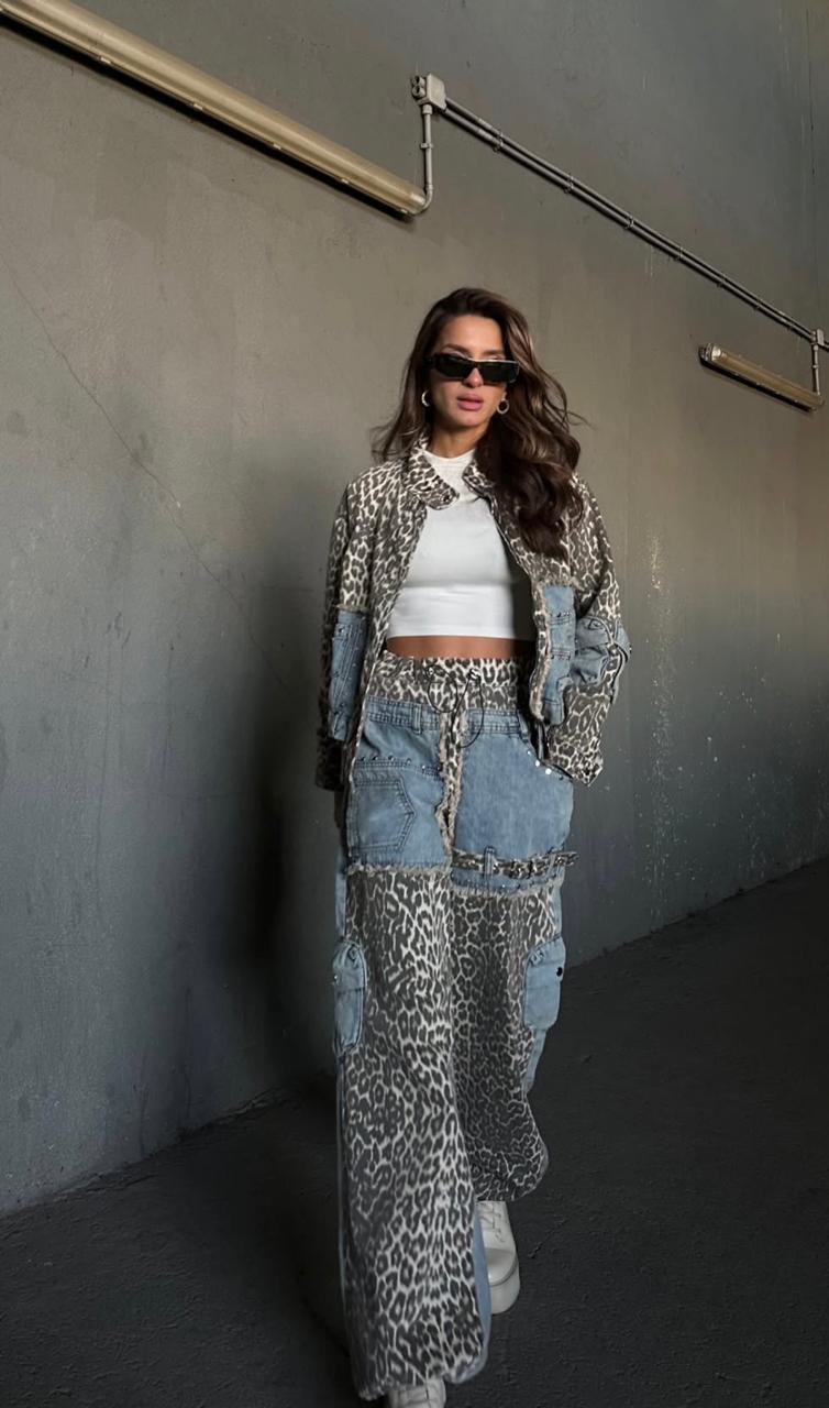 Leopard Denim Pants