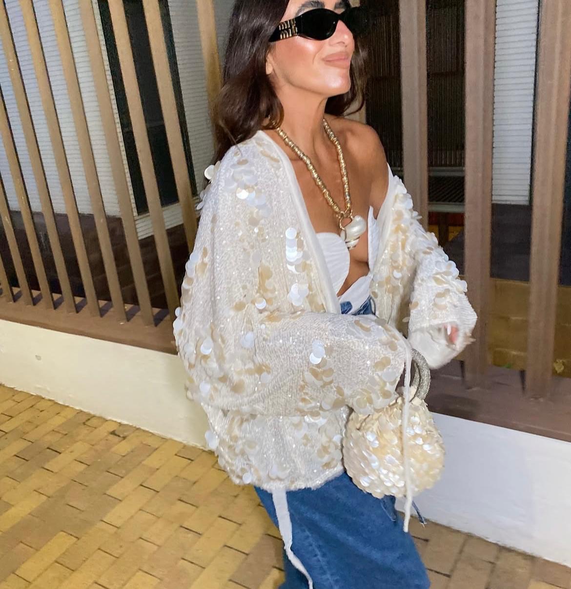 Sequins Jacket Off White