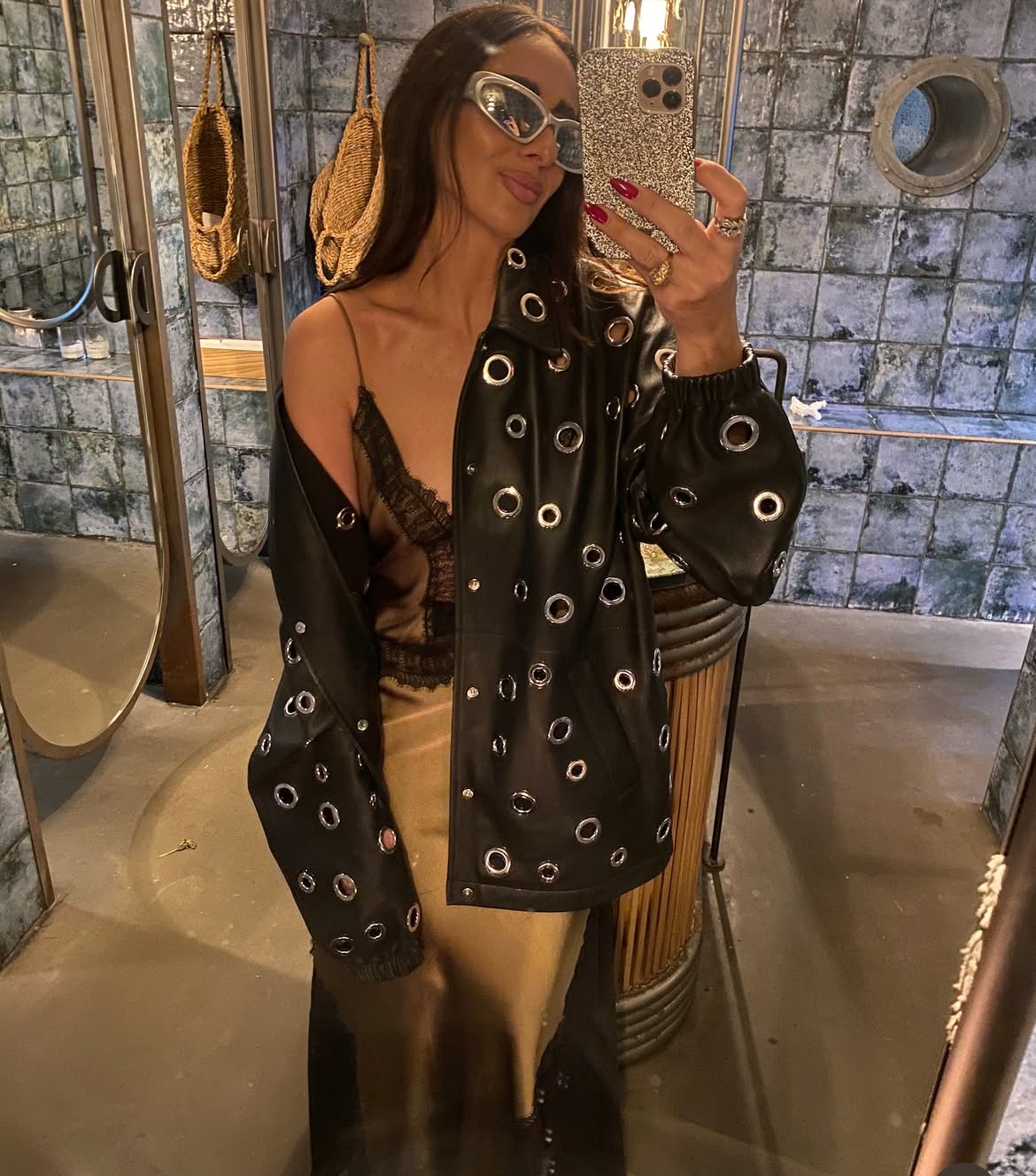 Jacket leather studs