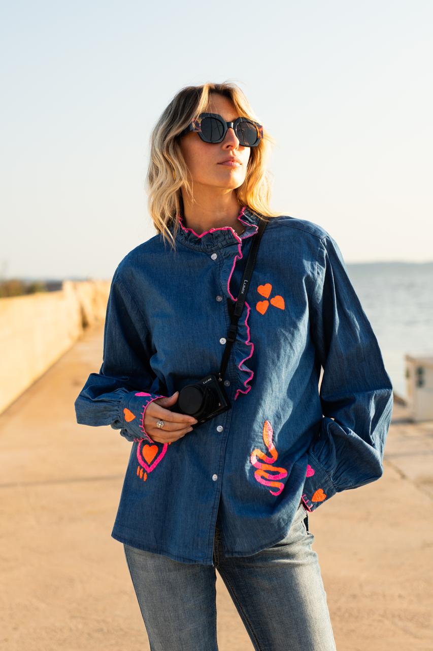 SHIRT COTTON DENIM HEARTS