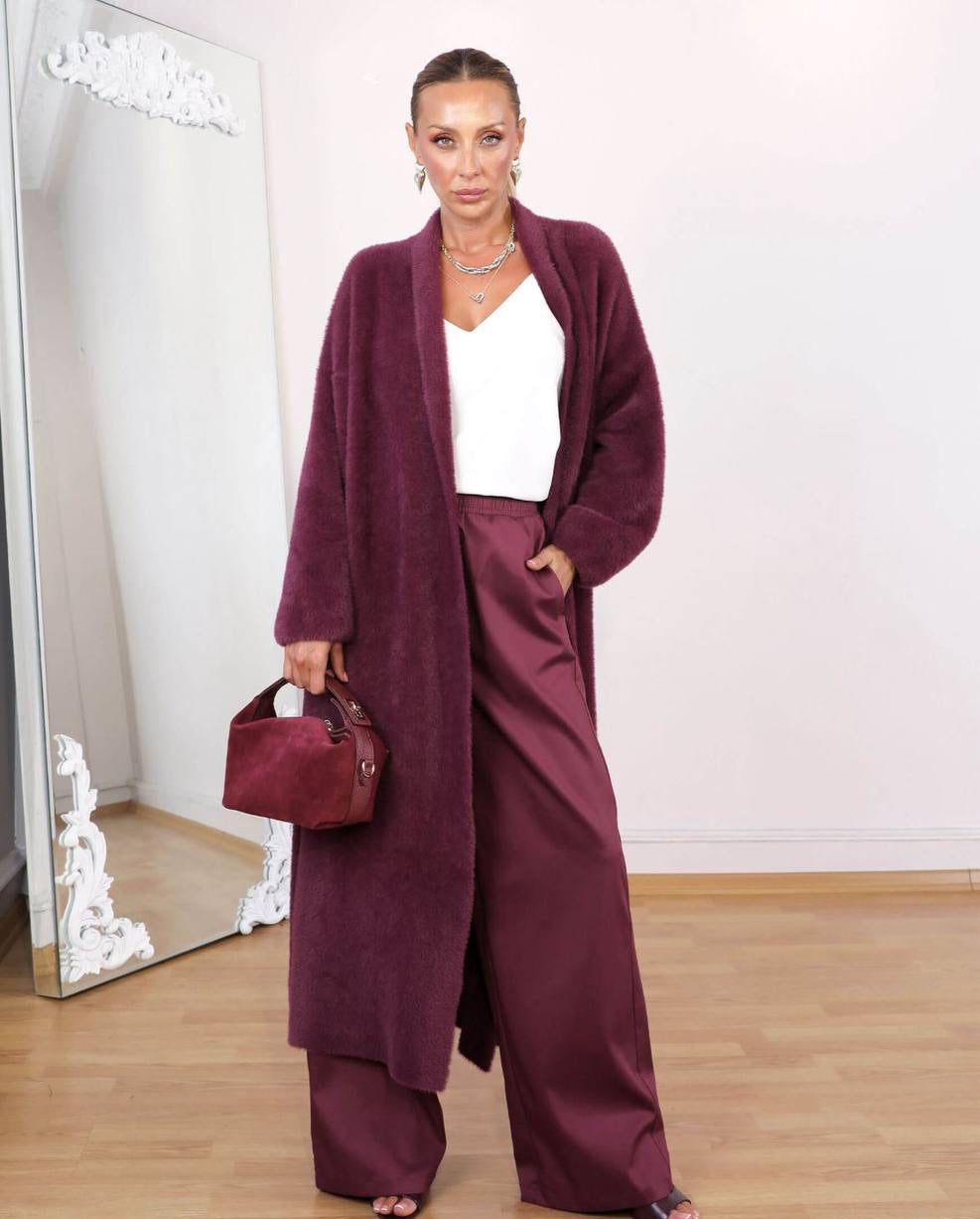 Fur cardigan burgundy