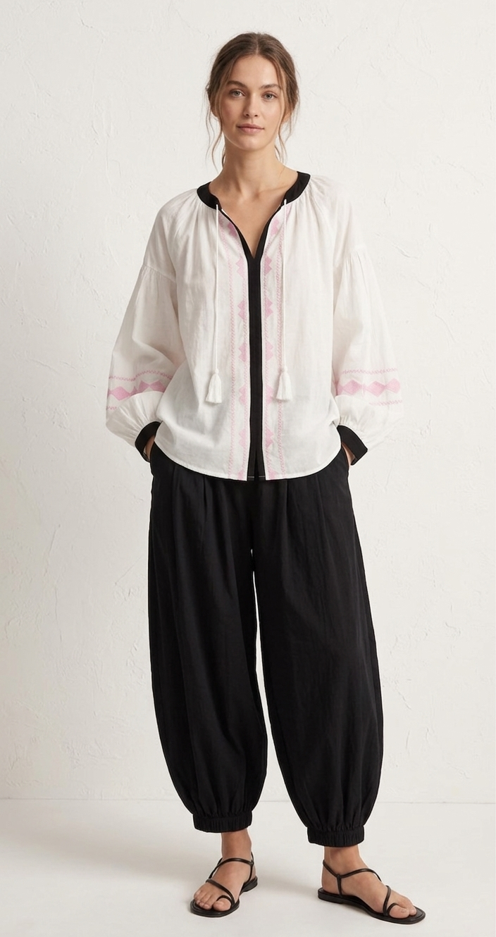 Shirt white embroidery