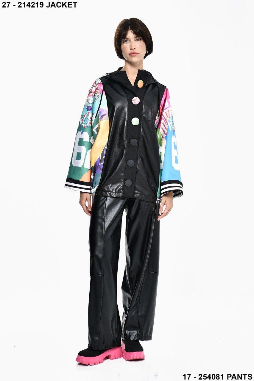 Black leather button colorDQ