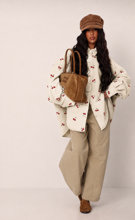 Shirt polka cherry white