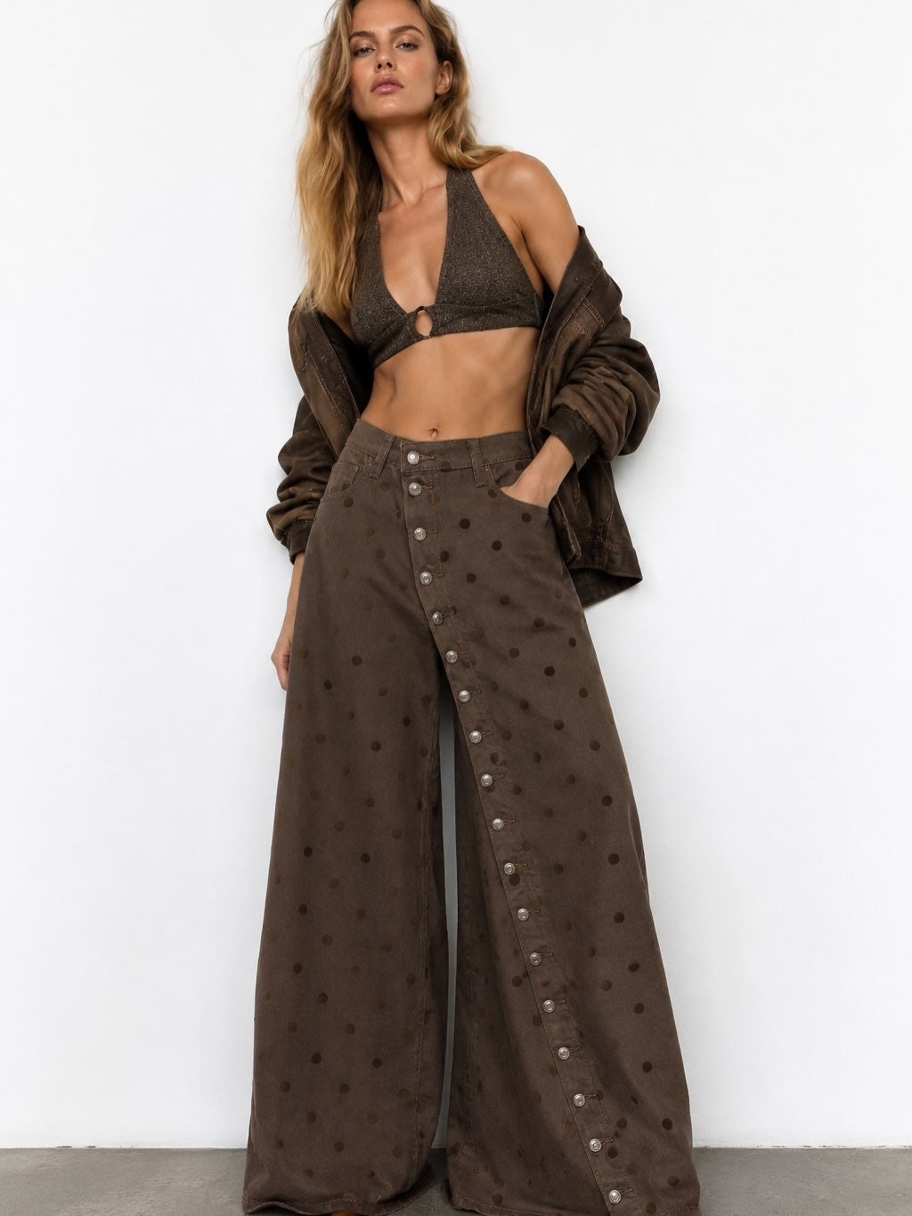 Brown polka pants