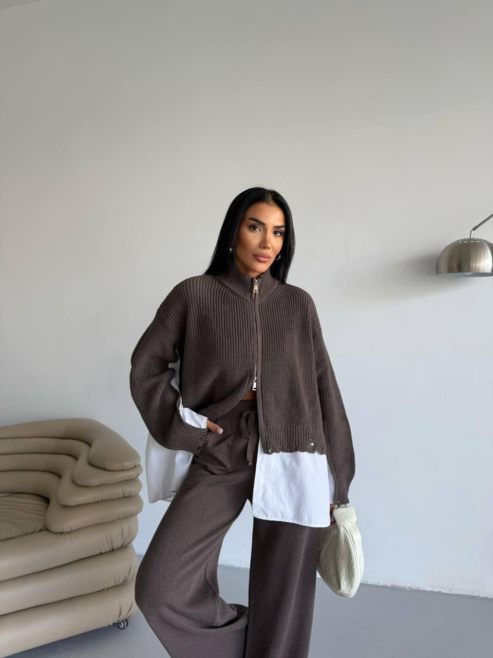 Set attached shirt light Brown