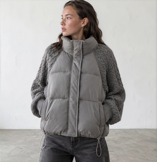 Jacket grey knit sleeves