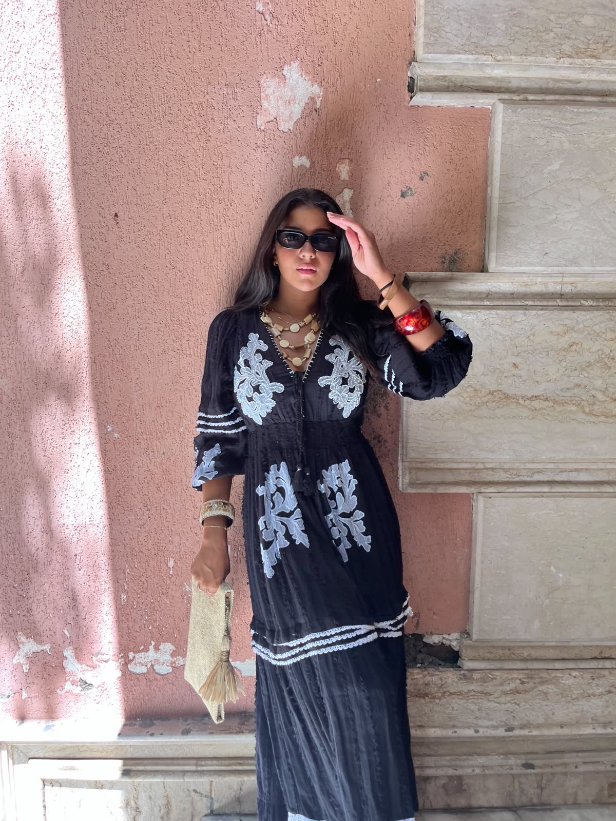 Dress black embroidery