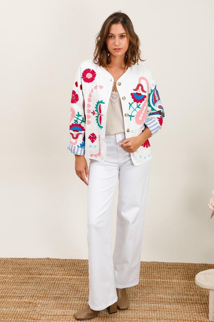 Jacket embroidery white